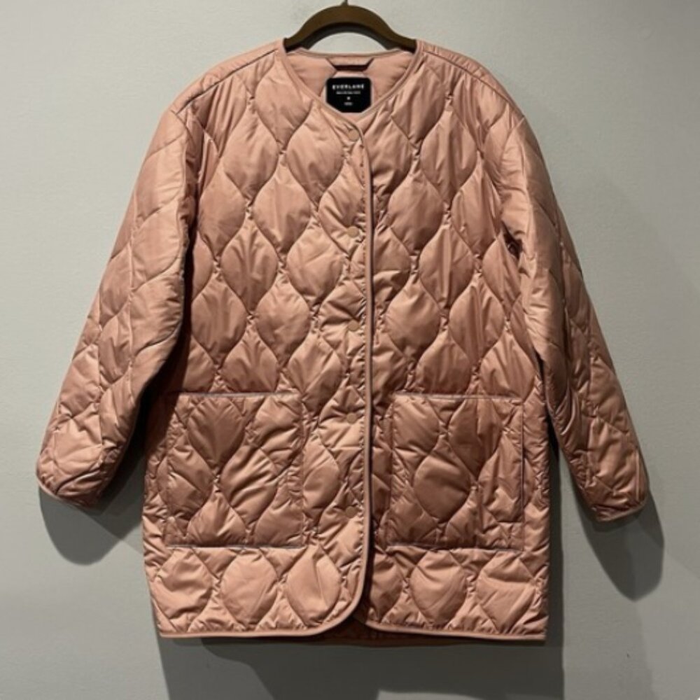 Everlane Renew Quilted Liner Jacket Women’s Snap Pockets, Blush Pink - Picture 4 of 4